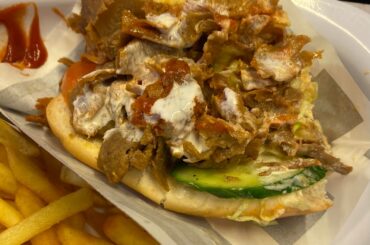 Reindeer’s sandwich and Salmon soup in Helsinki, Finland