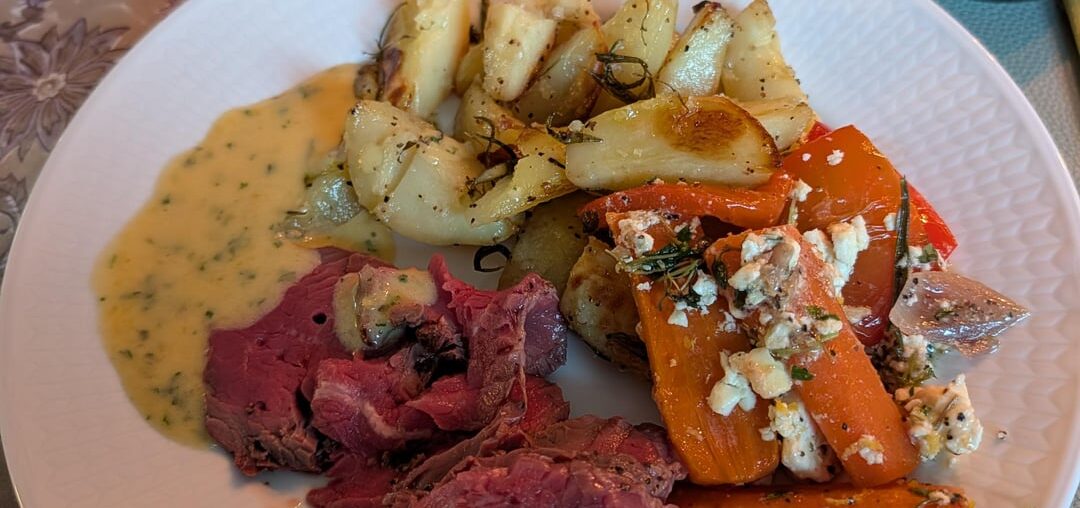 Grilled beef and Glace au Four for easter