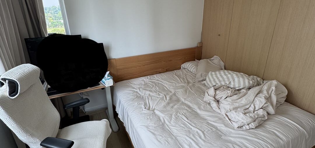 No space for nightstands… how would you design this bedside setup?