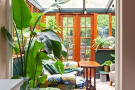 Timber-framed conservatory with garden views in a three-bedroom Victorian terraced house, Telegraph Hill, southeast London, England [711x1067]
