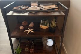 Bar cart setup — used only what I already had. Keep it or change anything?