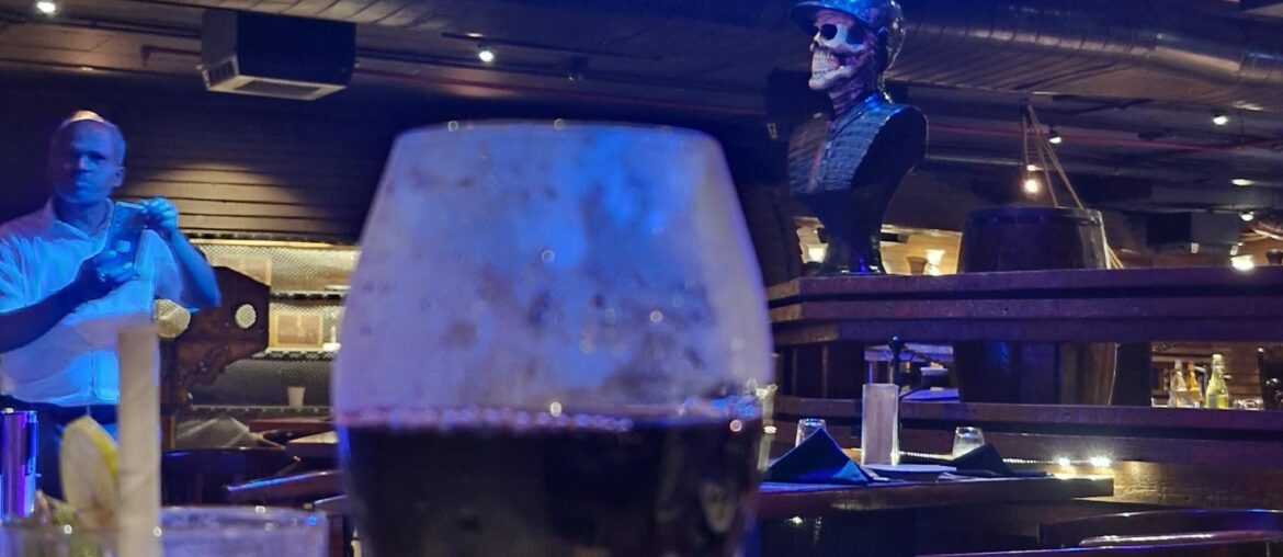 Red wine and pirate theme restaurant night it is