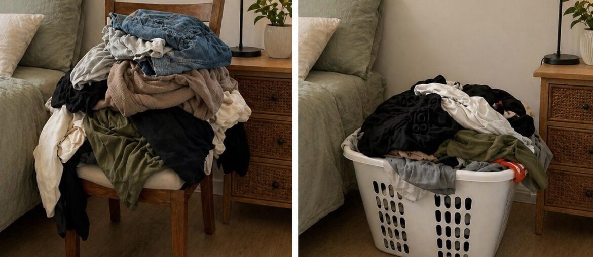 Chair full of clothes vs laundry basket full of clothes