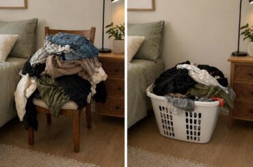 Chair full of clothes vs laundry basket full of clothes