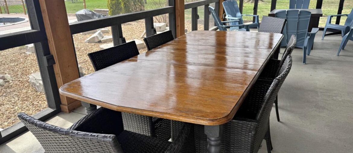 Scored this dining table for $50, should I leave as is? Not sure what to look for in chairs to match the set Scored this dining table for $50, should I leave as is? Not sure what to look for in chairs to match the set