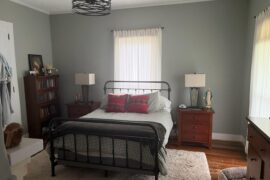 What , if anything I should hang on the wall behind bed and lamps