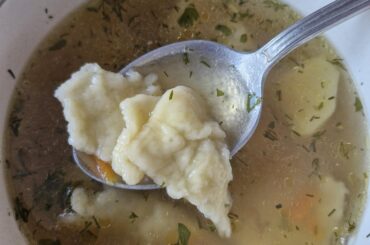 My grandma's "zacierka" soup with homemade pasta, potatoes and some vegetables.