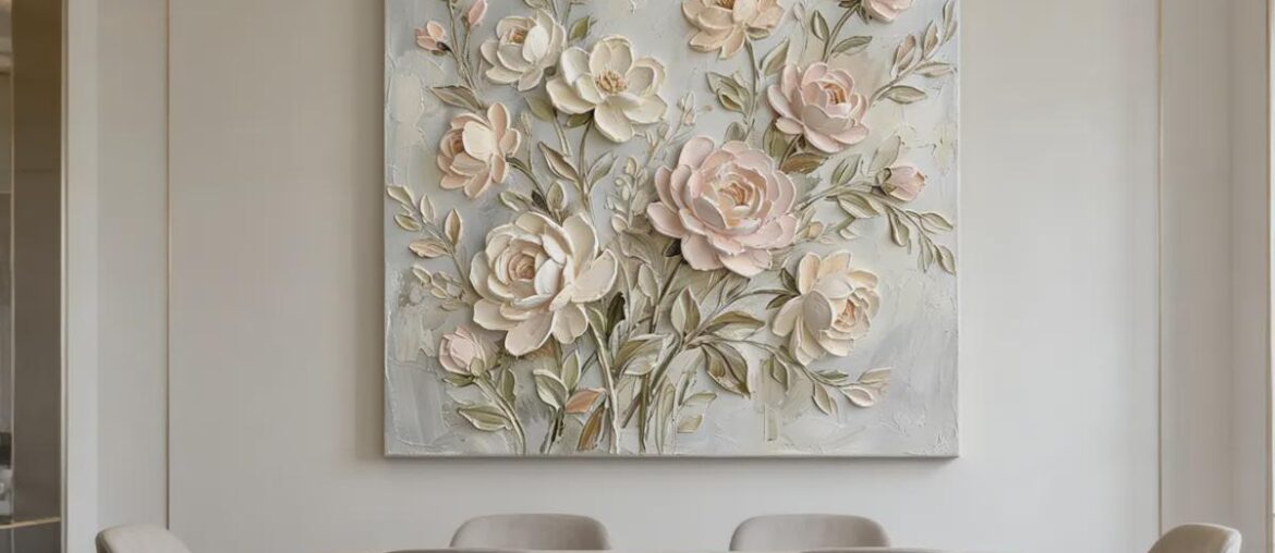 Does textured floral wall art actually make a room feel more “finished”? Does textured floral wall art actually make a room feel more “finished”?