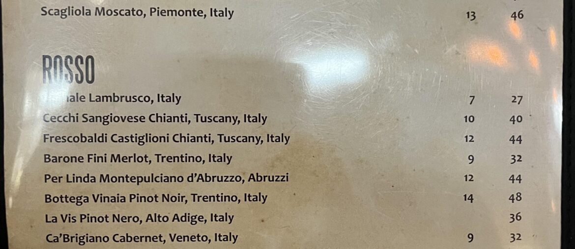 Criminal Italian Wine List