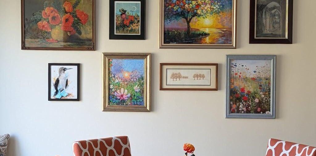 A beautifully decorated wall with some of my art
