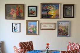 A beautifully decorated wall with some of my art
