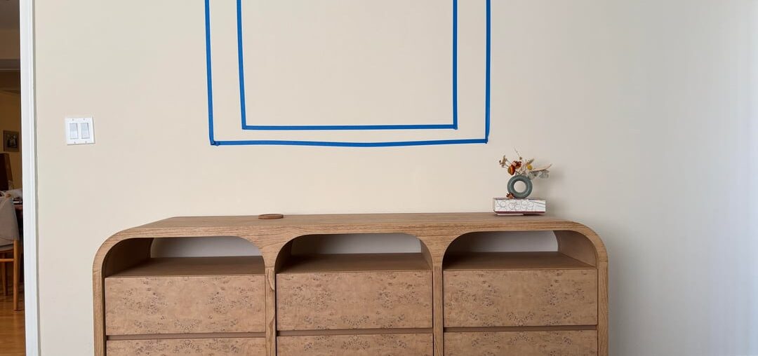 Wall art size guidance above dresser