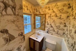 Powder room is almost done! What should I put to the right of the mirror?