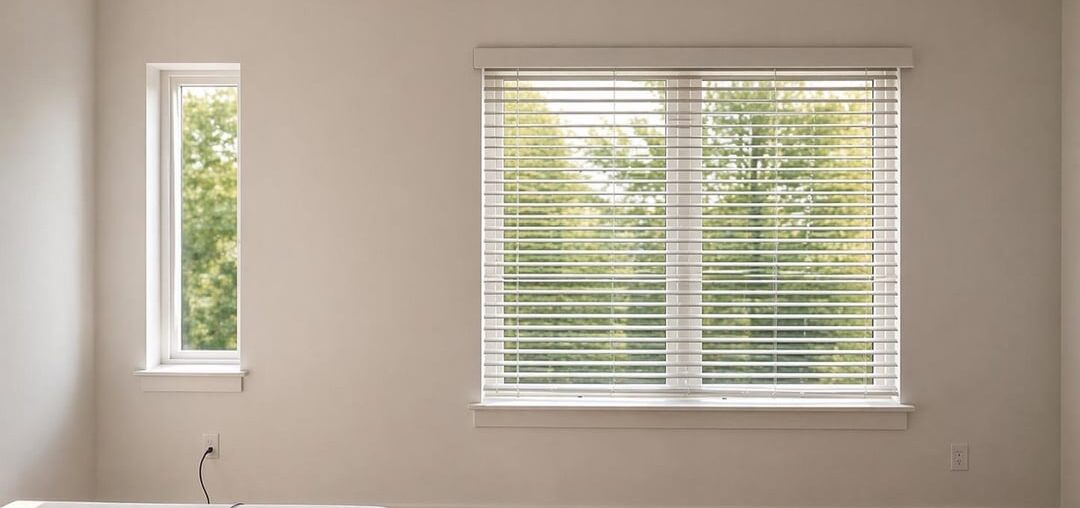 One long double curtain rod or Roman shades on smaller window?