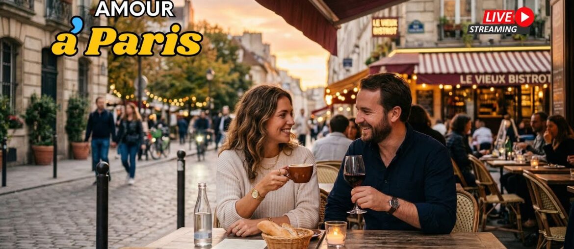 French Love Songs Live ☕ Paris Café Music | Love, Wine & Relaxing Atmosphere