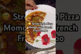 😋 Street Style Pizza Momos with French Fries Combo #shorts #youtubeshorts #streetfood #foodie#tumpa