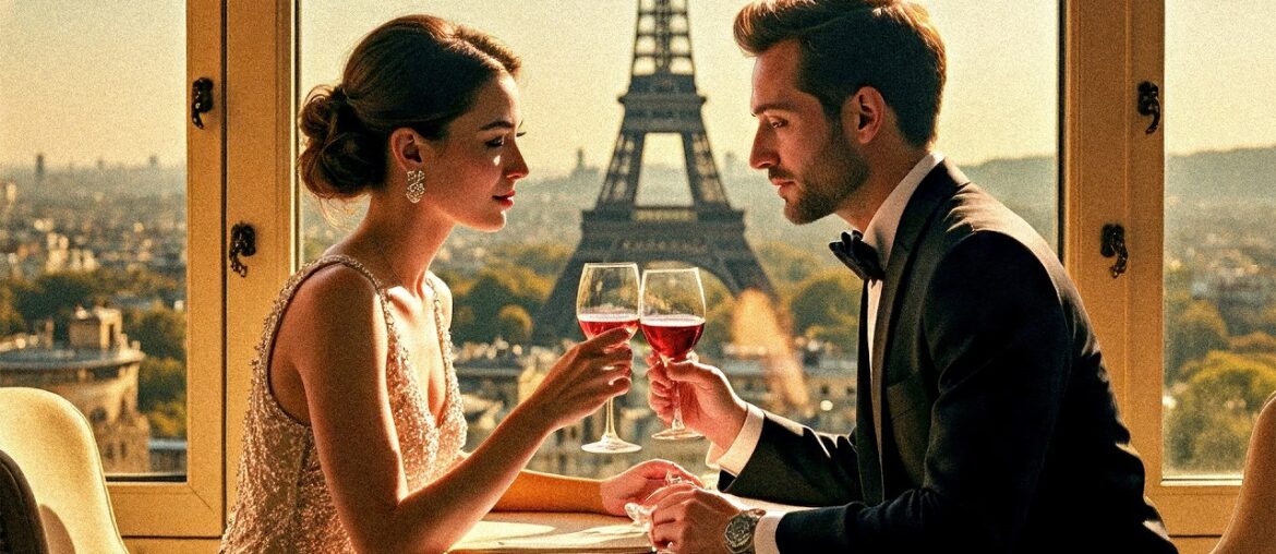 Vintage French Love Songs ❤️ Romantic Paris Dinner by the Eiffel Tower at Sunset for Relaxing