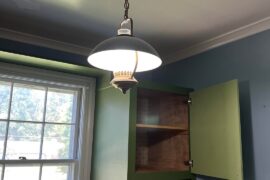 GREEN AND BRASS PENDANT LIGHT FIXTURE WITH FROSTED GLASS VINTAGE. WHAT IS IT WORTH?