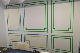 I can't decide on a look for my wall moulding. I went from just the outer frame to the double frames with corner detail. Does the bottom portion look silly with double frames as well or should I leave it single?