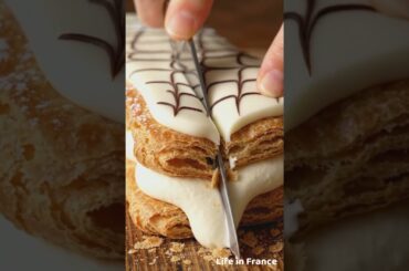 Mille-feuille French Pastry 🇫🇷🤤 | Crispy Layers & Creamy Perfection 🥐✨ | French food cutting videos