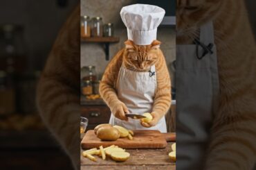 French fries recipe 😋 cute cat make this ❤️‍🔥👍💥