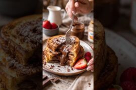 Chocolate Stuffed French Toast 🤤🍫 | Melting Chocolate Breakfast Recipe #shorts