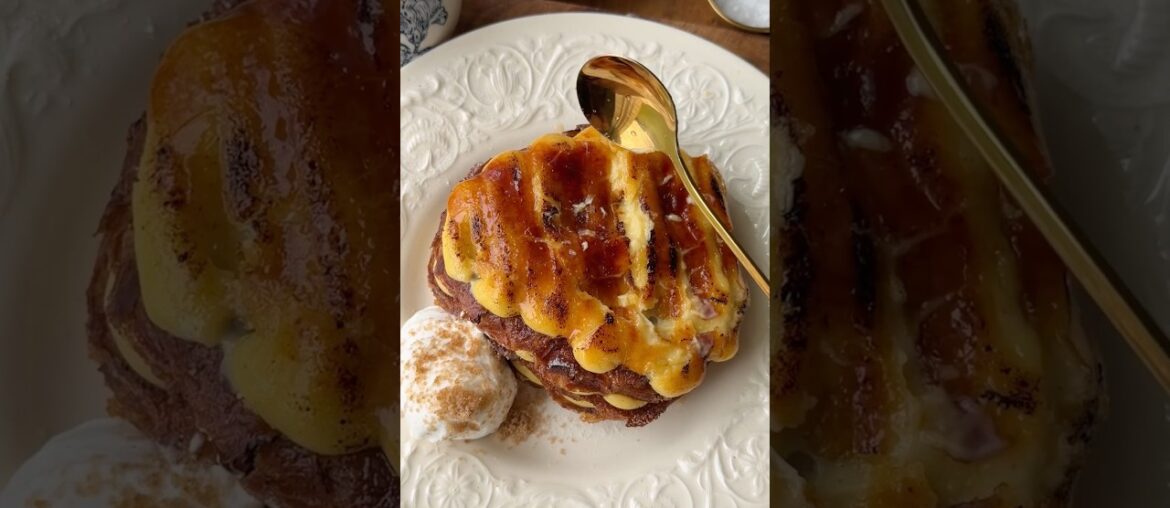 and we’re having crème brûlée croissant french toast 😌 recipe link in description! #frenchtoast