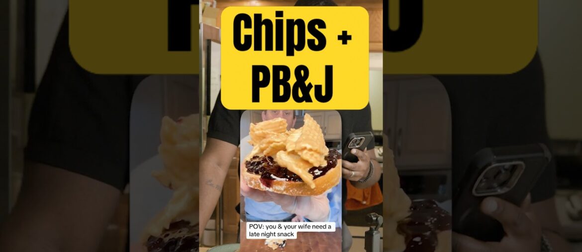 I Put Cheesy Chips on my PB&J! #recipe #foodreview #snack