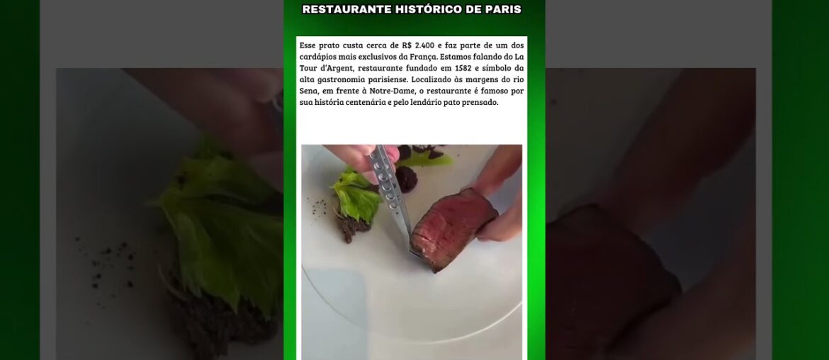 O PRATO DE R$ 2.400 DO RESTAURANTE HISTÓRICO DE PARIS #curiosidades #fatos