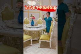 Round French dining table with colorful shell mosaic, direct sale from original factory in Foshan