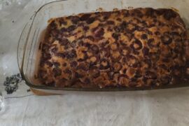 Clafoutis aux cerises avant et après cuisson 😋