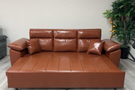 Finally upgraded my living room with this leather sofa bed — thoughts?