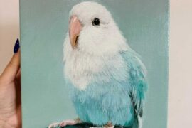 Custom Hand-Painted Oil Portrait of My Blue Lovebird – Minimalist Pet Wall Decor