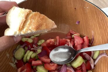 Simple and fresh summer dinner - Tomatoes, cucumber and red onion salad