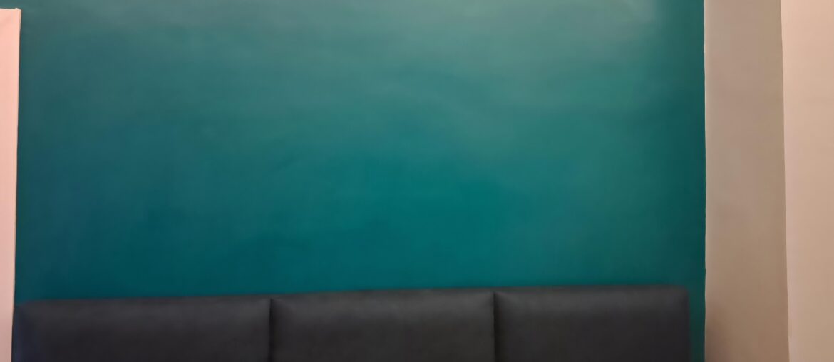 I have this teal green wall wraith navy blue sofa . But this wall feels too empty . What should I put in this wall