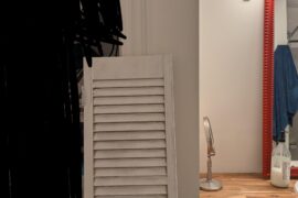 Started painting the closet doors the same color as the walls (BM cotton ball), but kinda want to do a pop of color instead?