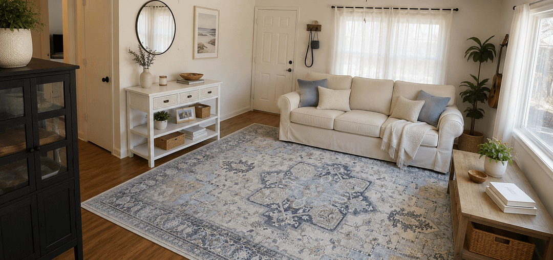 Need help with rug and entry way table… Need help with rug and entry way table…