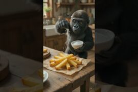 #FRENCH FRIES!🍟🥔#TINY GORILLS MAKE FRENCH FRIES| #VIRAL #SHORTS #FOOD#FYP#COOKING