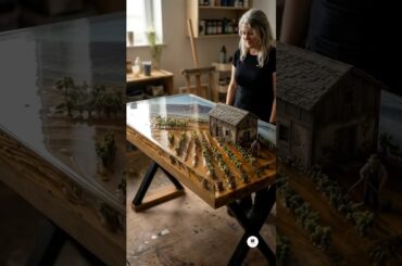 A French Vineyard Trapped in Resin 🍇🍷/ #epoxytable #hamkarcraft #VineyardTable #shorts #viral