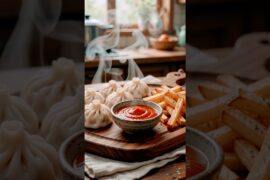 🥟 Crispy Momos & French Fries Recipe | #FoodLover# Street Food🍟#Yummy# ai short # like👍 subscribe ❤️