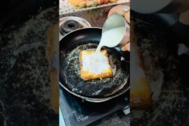 “5 Minute Eggless French Toast Recipe | Bread Milk Toast | Easy Recipe | Kids Favourite 😋…