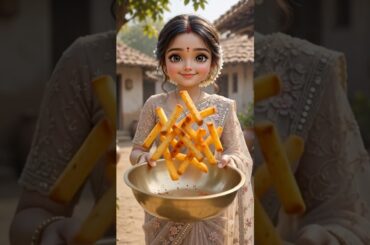 Crispy French Fries Recipe 🍟 | Village Style Cooking | ASMR Food | Tiny AI Influencer #cooking