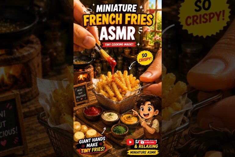 🍟 GIANT HANDS MAKE TINY FRENCH FRIES COOKING! 🤯 #shorts #trending #viral #youtubeshorts #MiniKitchen