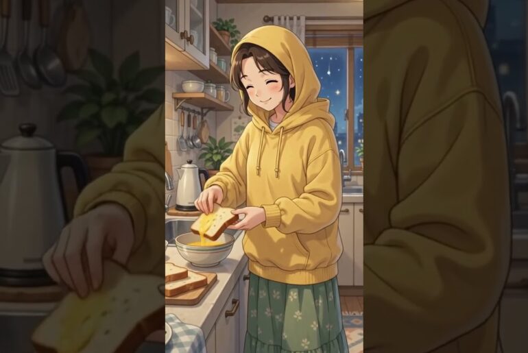 Easy French Toast Recipe 🥞 | Cozy Night Cooking with Lilac 🌷 #shorts