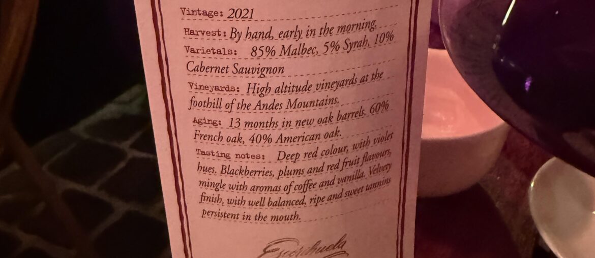 2021 Escorihuela Gascón 'The President's Blend' (Argentina)