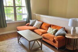 Not sure what do to with my coffee table: Keep it light beige, paint it dark green, or dark brown