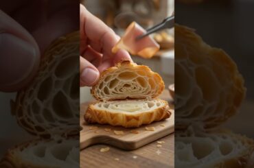 Miniature Ham & Cheese Croissant ASMR 🥐 | Flaky French Breakfast #Shorts #croissant #shortbread