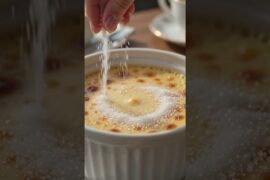 🍮✨ Authentic French Crème Brûlée with a Perfect Caramel Crack! 🇫🇷 #Shorts
