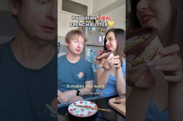 My Papa tries France’s Viral Chocolate Chip Butter 🧈🍫 #french #frenchfood #viralfood