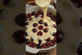 🍒 The Easiest French Dessert: Cherry Clafoutis! Melt-in-your-mouth Custard 🤤 #baking